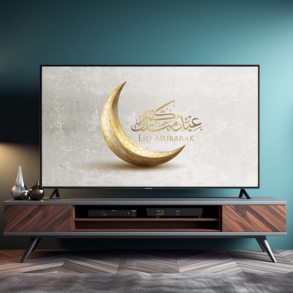Eid Mubarak Art for Samsung TV Frame, Islamic TV Frame Wall Art, Ramadan Decoration, Ramadan Decor, Digital Download Modern TV Art