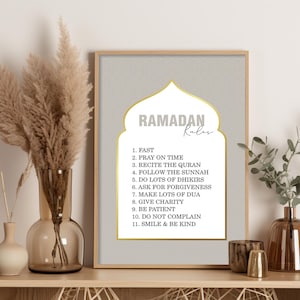 Printable Ramadan Rules Wall Art, Islamic Wall Art, Ramadan Decor, Islamic Digital Art Print, Islamic Posters and Prints Neutral Wall Art