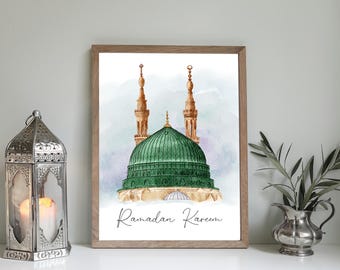 Ramadan Mubarak Decorations, Ramadan Wall Art Digital Download, Islamic Printable Poster, Muslim Home Decor, Downloadable Print