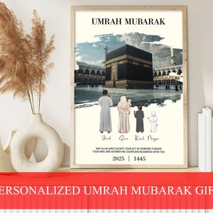 Digitalt tryck för Umrah Mubarak, islamisk väggkonst, personlig muslimsk familjeaffisch, Eid Mubarak-heminredning, present till 2025