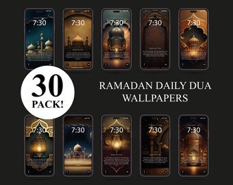 Ramadan Daily Dua Wallpaper Pack, 30 Islamische Handy Hintergründe, Sperrbildschirm für Android iOS, Spirituelles Ramadan Dekor, Muslimische Digitale Kunst
