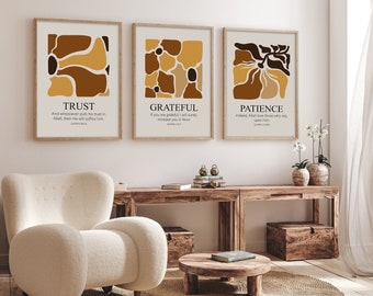 3 Piece Islamic Wall Art, Set of 3 Islamic Prints, Muslim Wall Art, Islamic Gifts, Sabr Shukr Tawakkul Printable Art, Digital Islamic Poster