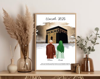Personalized Islamic Gifts for Couples, Custom Umrah 2025 Frame with Names & Date, Unique Muslim Home Decor, Hajj Gift, Family Sign