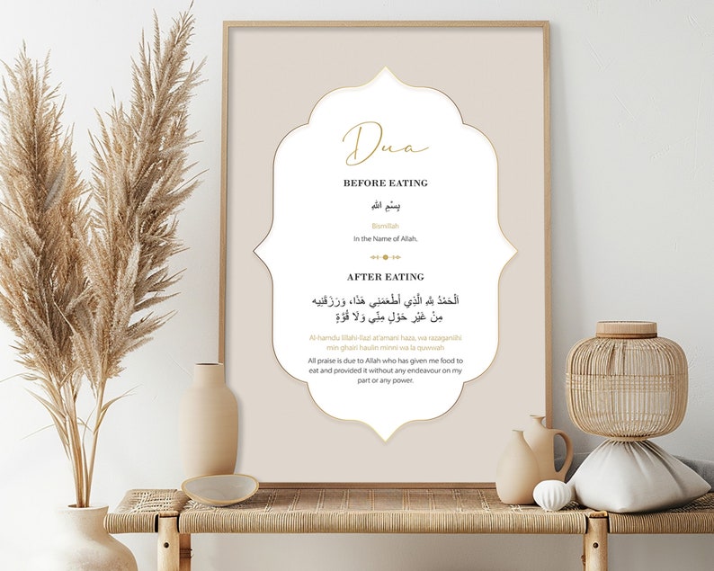 Islamic Dua Printable Wall Art, Dua for Before Eating and Dua After ...