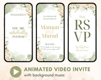PAKISTANI WEDDING Invite, Digital Muslims Wedding Card, Nikkah Invitation, Wedding Animated Invite, Personalized Islamic Wedding Invite