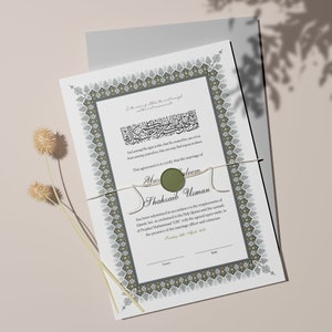 NIKKAH Vertrag, Muslimische Ehe, NIKKAH Urkunde a3/a4, Nikkahnama Digital, Islamischer Hochzeitsvertrag, Nikkah nama Vertrag