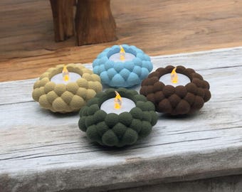 Bubble Textured Tealight Candle Holder| Modern LED Candle Included| Home Decor| Multiple Colors Available| Housewarming Gift| Mother's Day