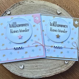 Karte zur Geburt, Mädchen, Junge,personalisiert, Sterne