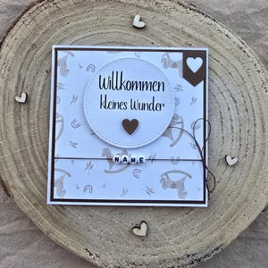 Karte zur Geburt, Mädchen, Junge,personalisiert, Schaukelpferd