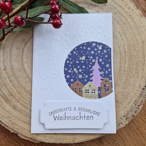 Weihnachtskarte handgemacht 'Häuser'
