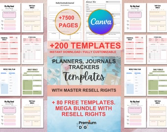 200+ Canva Planners PLR Bundle | PLR Products, Canva Plr Templates, Plr Canva Templates, Plr Planners Printable, Master Resell Rights, Mrr
