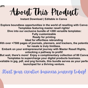 7500 Pages PLR Canva Template Bundle, 200 Canva PLR Templates, Planners, Journals, Trackers, Printable, Master Resell Rights, PLR Products image 2