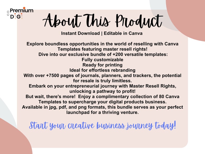 7500 Pages PLR Canva Template Bundle, 200 Canva PLR Templates, Planners, Journals, Trackers, Printable, Master Resell Rights, PLR Products image 2