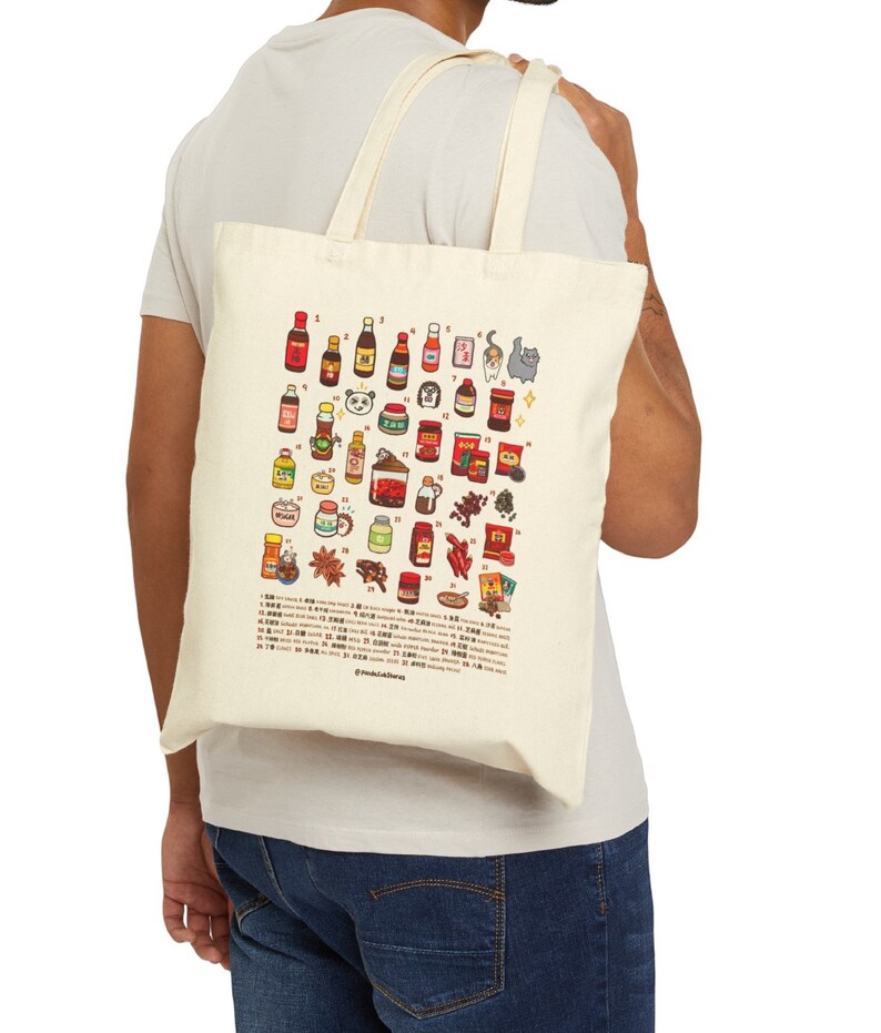 Asian Sauce Tote Bag, Natural Cotton Tote Bag, Canvas Tote Bag, Cute
