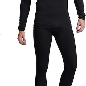 100% Cotton Casual Thermal Men Underwear, Long Johns Set Fleece, Top and Path
