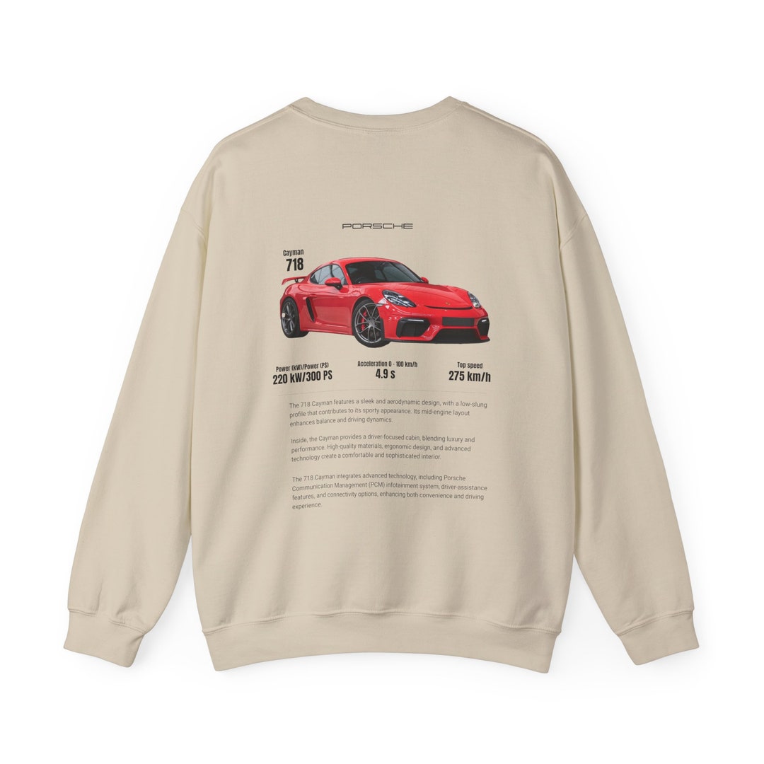 Sweatshirt/sweater Unisex Red Porsche 718 Cayman Crewneck Sweatshirt