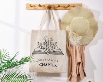 Book Lovers Flowers Prints Canvas Tote Bag, Custom Graduation Gift, Birthday Gift for Her, Gift for Mom, Best Friends Gift, Mother Gifts