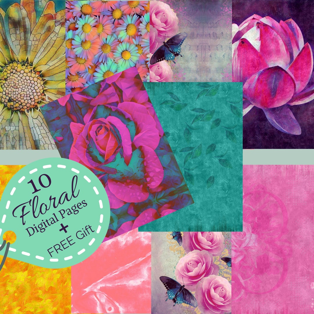 Floral Printable Digital Paper Pack - Etsy