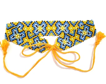 Beaded necklace, Ukrainian jewelry, Sylyanka necklace, Traditional Ukrainian beaded jewelry