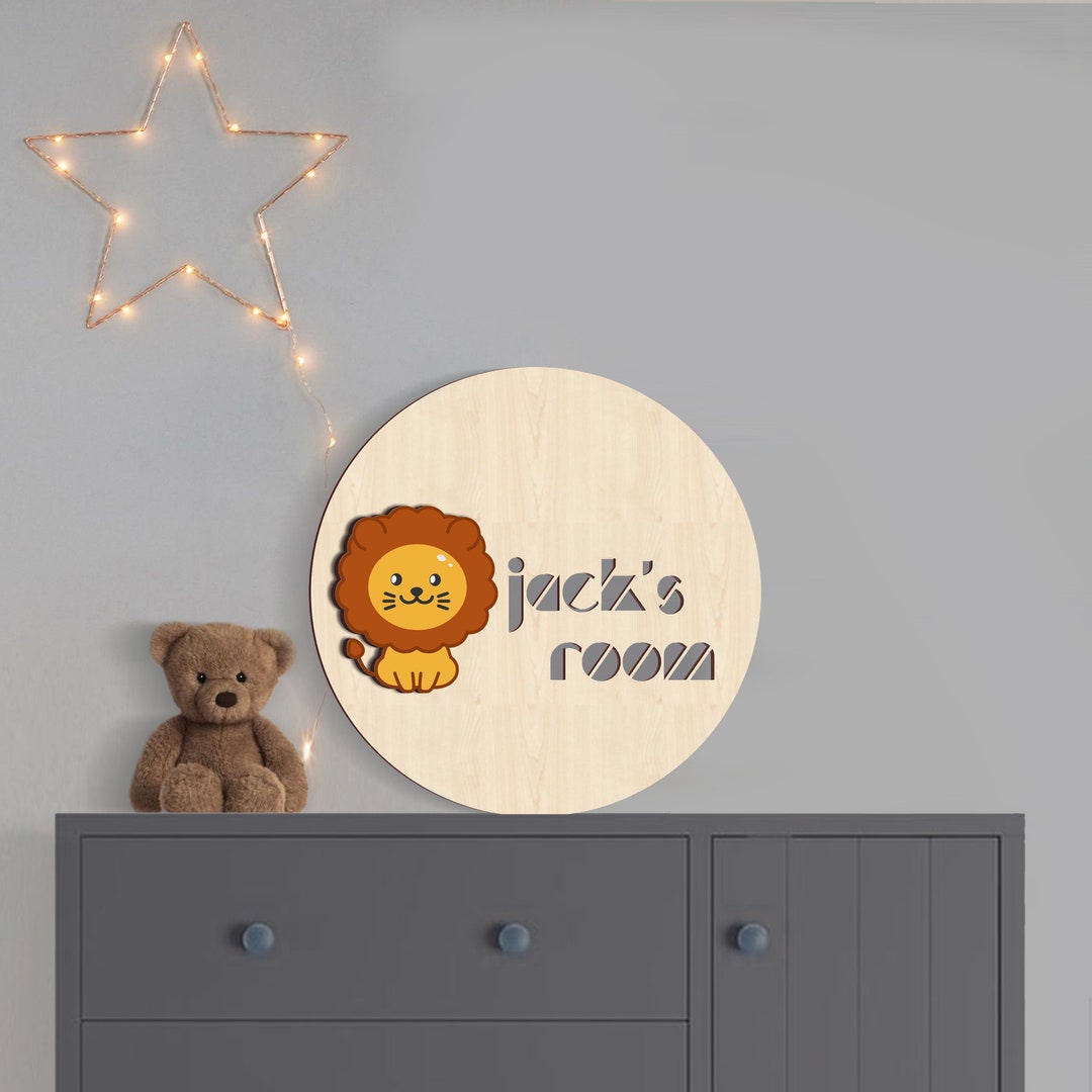 Custom Kids Room Sign With Cute Animal Shapes Kids Room Baby Shower Etsy