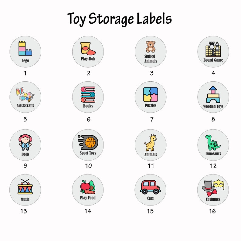 Montessori Wooden Colorful Labels for Toys Storage, Wooden Labels for