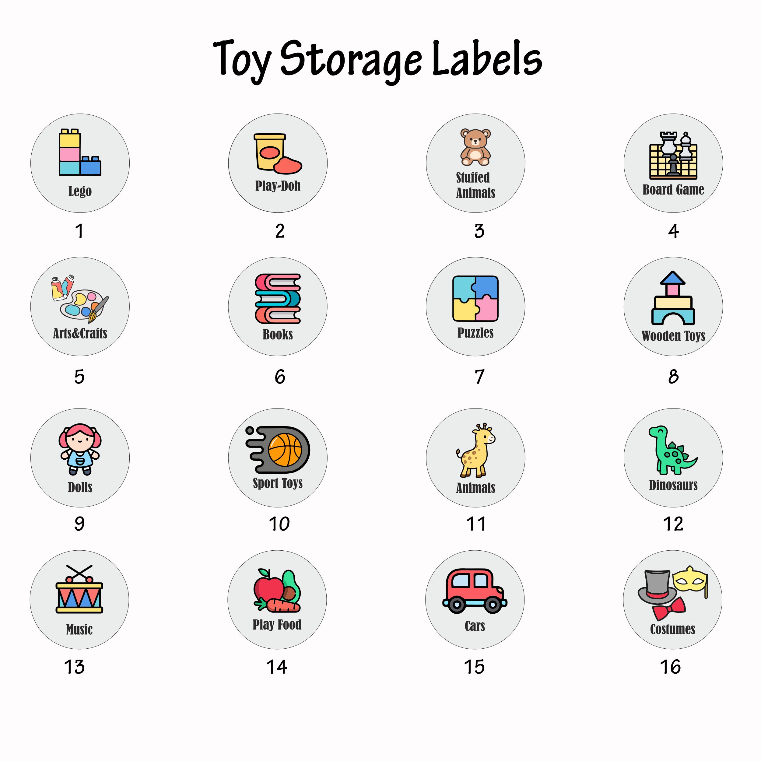 Montessori Wooden Colorful Labels for Toys Storage, Wooden Labels for