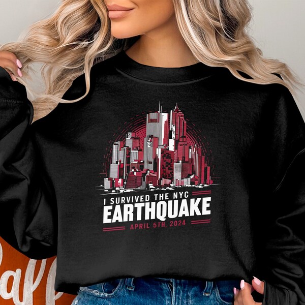 I Survived the NYC Earthquake April 5th, 2024 T-Shirt, Unique New York City Souvenir, Red Graphic Tee