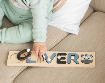 Baby Boy Name Puzzle, Personalized 1st Birthday Gift for Baby, Kids Montessori Toys, Wooden Toy Toddlers, Baby Shower Custom Gift Toddler