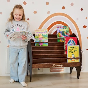 Big Book Display Personalized Kids, Wooden Montessori Bookshelf Toddler, Bookcase Nursery Baby, Book Storage Baby & Kids Library Decoration
