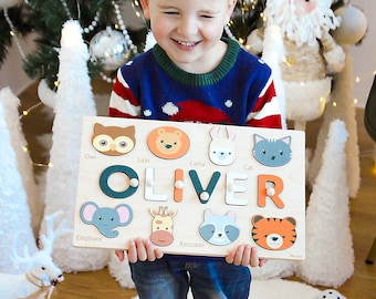 Wooden Name Puzzle, Baby Puzzles Names, Personal Toddler Gift, Custom Toys Toddlers, Personalized Montessori Toy, Educational Babies Gifts