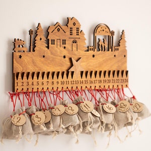 Nativity Advent Calendar, Reusable Christmas Countdown, Wooden Holiday Home Decoration, Christmas Gift For Family, Wooden Rustic Decor Home