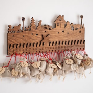 Rustic Wooden Advent Calendar, Christmas Countdown for Kids & Adults, Festive Holiday Decor, Reusable Decor Gift, Family Nativity Decoration