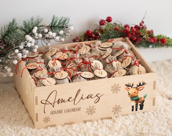 Personalized Advent Calendar With Name For Kids Christmas Decor Holiday Wooden Advent Gift Box Countdown Advent Calendar Gift For Children