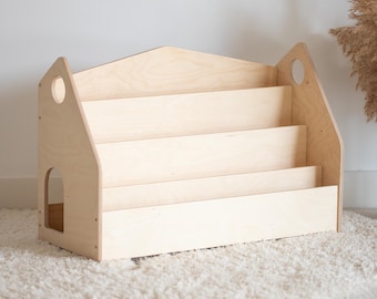Personalized Bookshelf for Kids, Montessori Book Storage, Childrens Frontfacing Bookcase, Toddler Wooden Storage, Montessori Baby Furniture