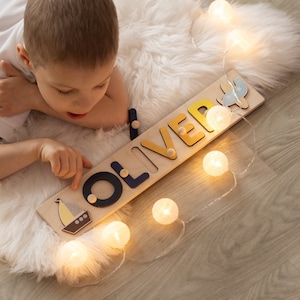Baby Boy Name Puzzle, Personalized Name Puzzles With Pegs, Custom Baby Name Decor, Gift for Toddlers, Kids Birthday Gifts, Kid Sensory Toy