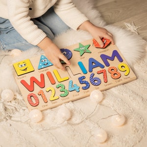 Wooden Busy Board Puzzle, Personalized Gifts For Baby Boys and Girls, Name Puzzle For Toddlers, Custom Baby Shower Gift, Kids Wooden Toys