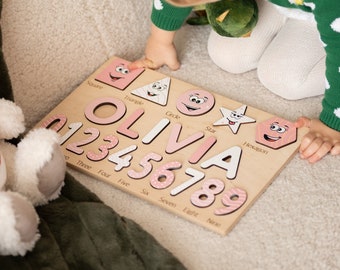 Baby Girl Personalized Name Puzzle, Busy Board For One Year Old, Custom Gifts For Toddlers, Birthday Gift Baby, Wooden Kids Toys Montessori