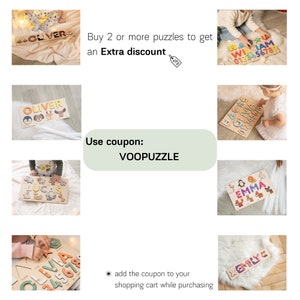 Nom du puzzle en bois pour bébé Cadeau personnalisé pour tout-petit de 1 an Tableau Occupé Montessori pour enfants Cadeaux jouets en bois personnalisés pour baby shower image 10