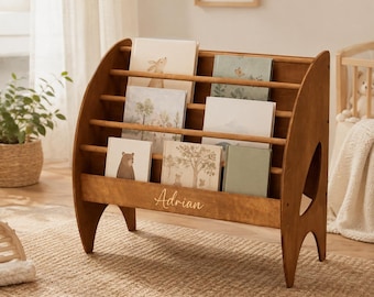 Montessori Bookshelf, Personalized Kids Bookshelf, Montessori Wooden Bookcase , Toddlers Library Decor, Custom Bookcase Children