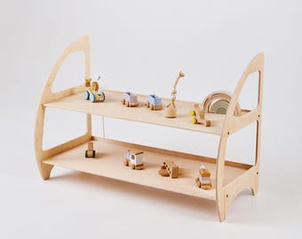 Spielzeug Regal Kinder Spielzimmer Montessori Offenes Regal für Spielzeug Bücher Kinder Möbel Spielzeug Veranstalter aus Holz Kleinkind Lagerung Kind 2 Tier Regal Kinderzimmer