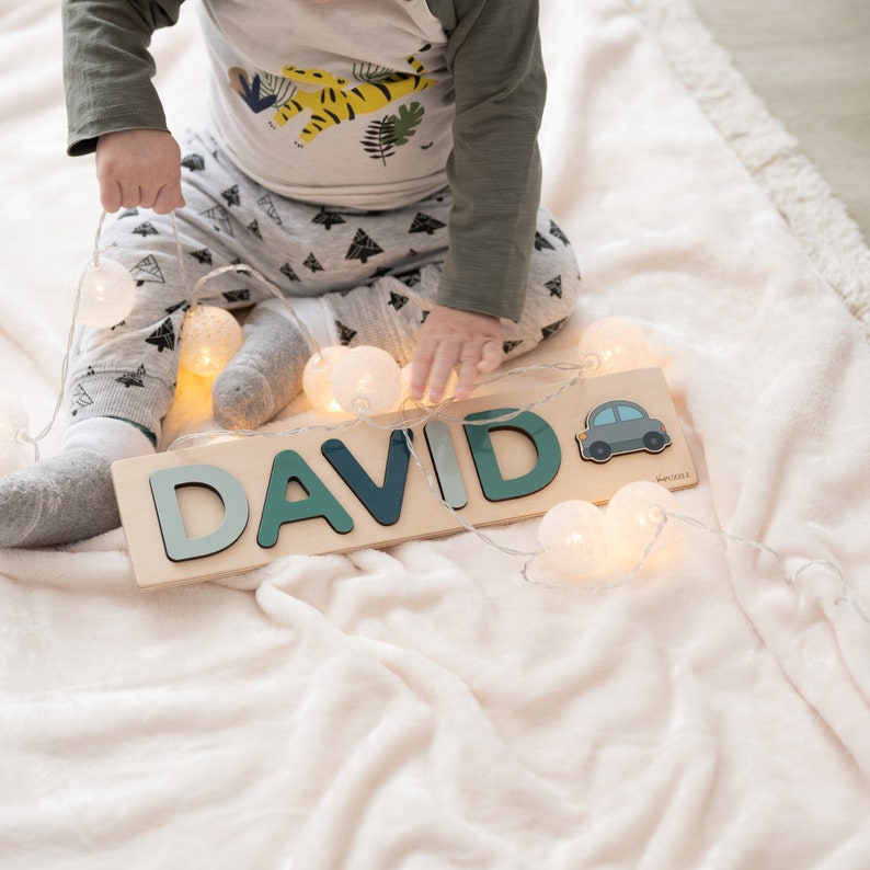 Casse-tête personnalisé avec nom pour bébé, cadeau, nom, jouets Montessori pour tout-petit, jouet personnalisé pour bébé garçon, 1er anniversaire, jouet en bois personnalisé pour enfants image 3