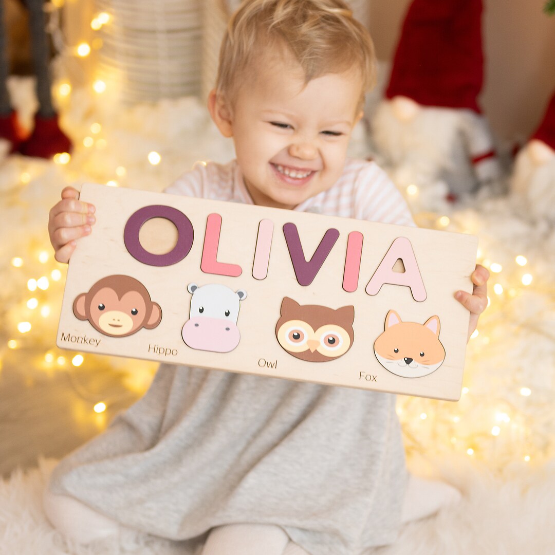 Wooden Name Puzzle Toddler Personalized Busy Board Puzzle for Kids 1st ...
