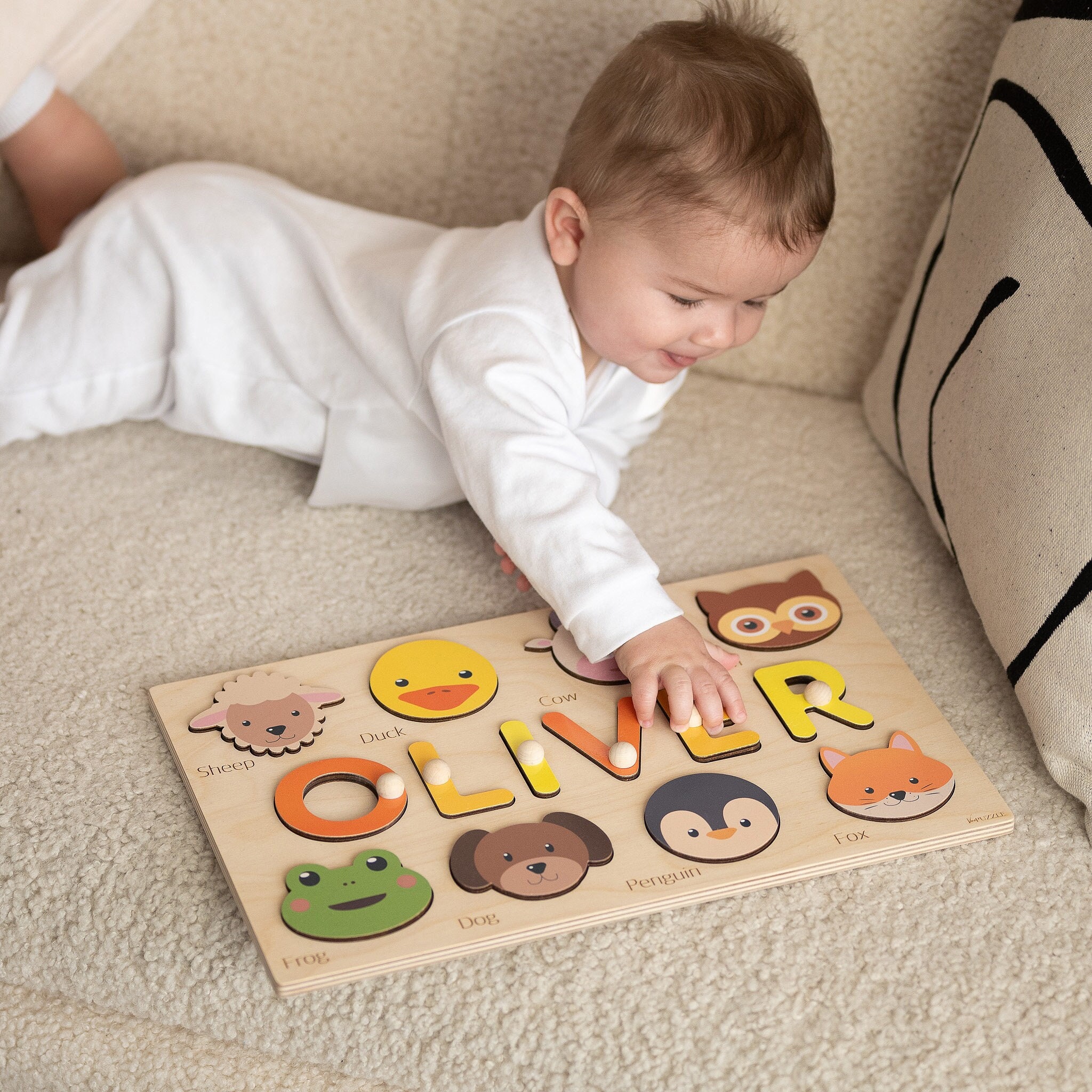 Baby Boy Gift Personalized Toddler Puzzle With Animals 1st Birthday Gifts Custom 2 Years Old Kid Wooden Montessori Puzzles First Easter Toys