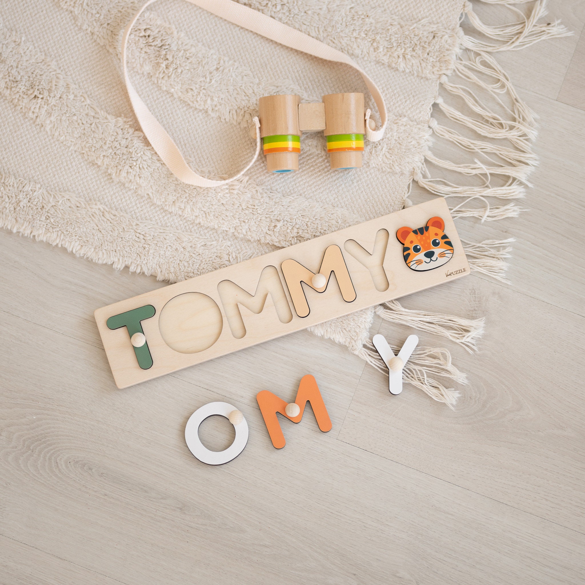 Safari Animals Name Puzzle, Montessori Puzzle Board for Baby ...