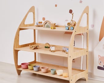 Montessori Toy Shelf Playroom Furniture Wooden Open Shelf for Kids Wood Minimalist Storage for Books and Toys Baby Room Decor Birthday Gift