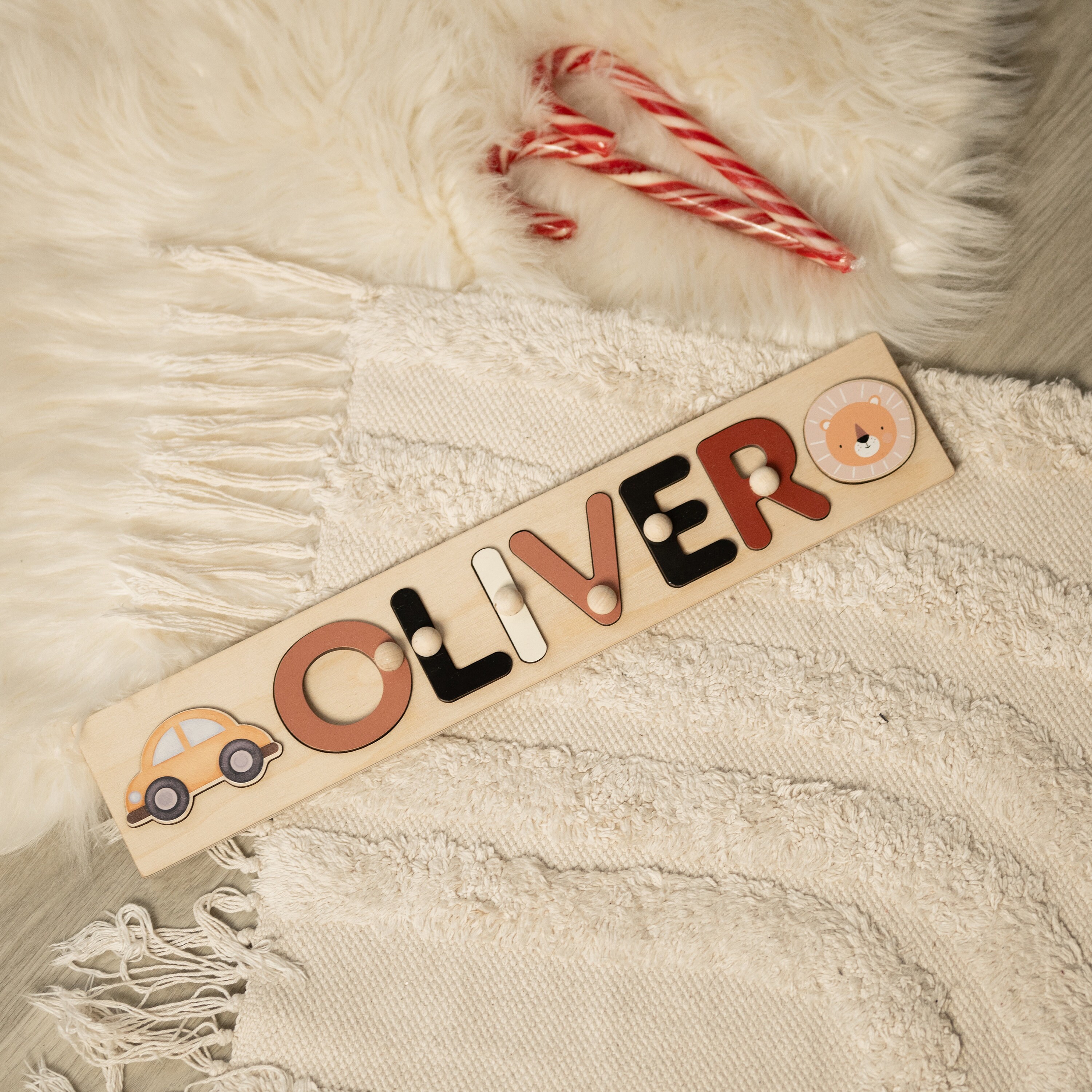 Wooden Kids Name Puzzle, Personalized Puzzle Name With Pegs, Custom ...