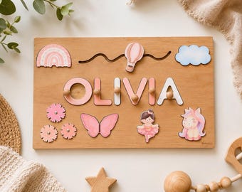 Personalized Name Busy Board, Montessori Wooden Learning Toy, Firts Baby Gift, First Christmas Gift, Custom Name Puzzle, Baby Shower Gift