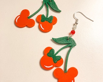 3D Printed Cherry Mouse Earrings | Summer Hypoallergenic Earrings