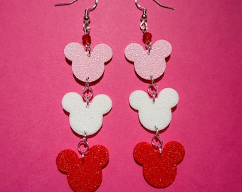 Valentines Three Tier Mouse Earrings