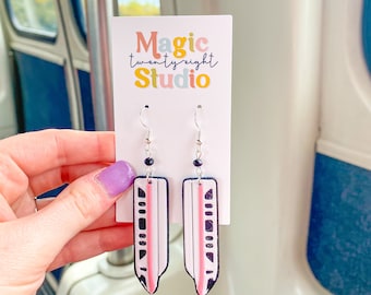 3D Printed Pink Monorail Earrings | Nickel-Free, Hypoallergenic